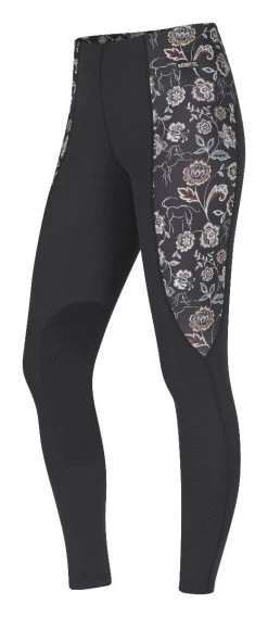 Kerrits® Flow Rise Performance Riding Tight -Equestrian Supply Shop 50200 flowrisekneepatchperformancetight blackwinterbloom 03