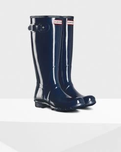 Hunter Original Tall Gloss Women's Boot 17 Hunter Original Tall Gloss Women's Boot -Equestrian Supply Shop navy 2